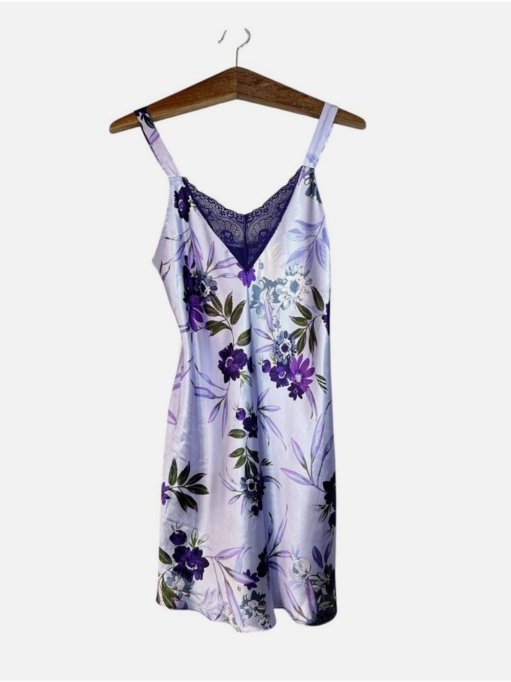 Apt. 9 Lavender Purple Floral Babydoll Lace-Trim Slip Dress Lingerie Nightgown S